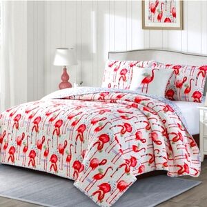 Fancy Flamingo 3 Piece Quilt Set Queen